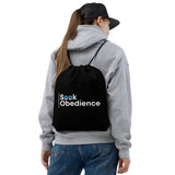 Seek Obedience Black Drawstring Bag