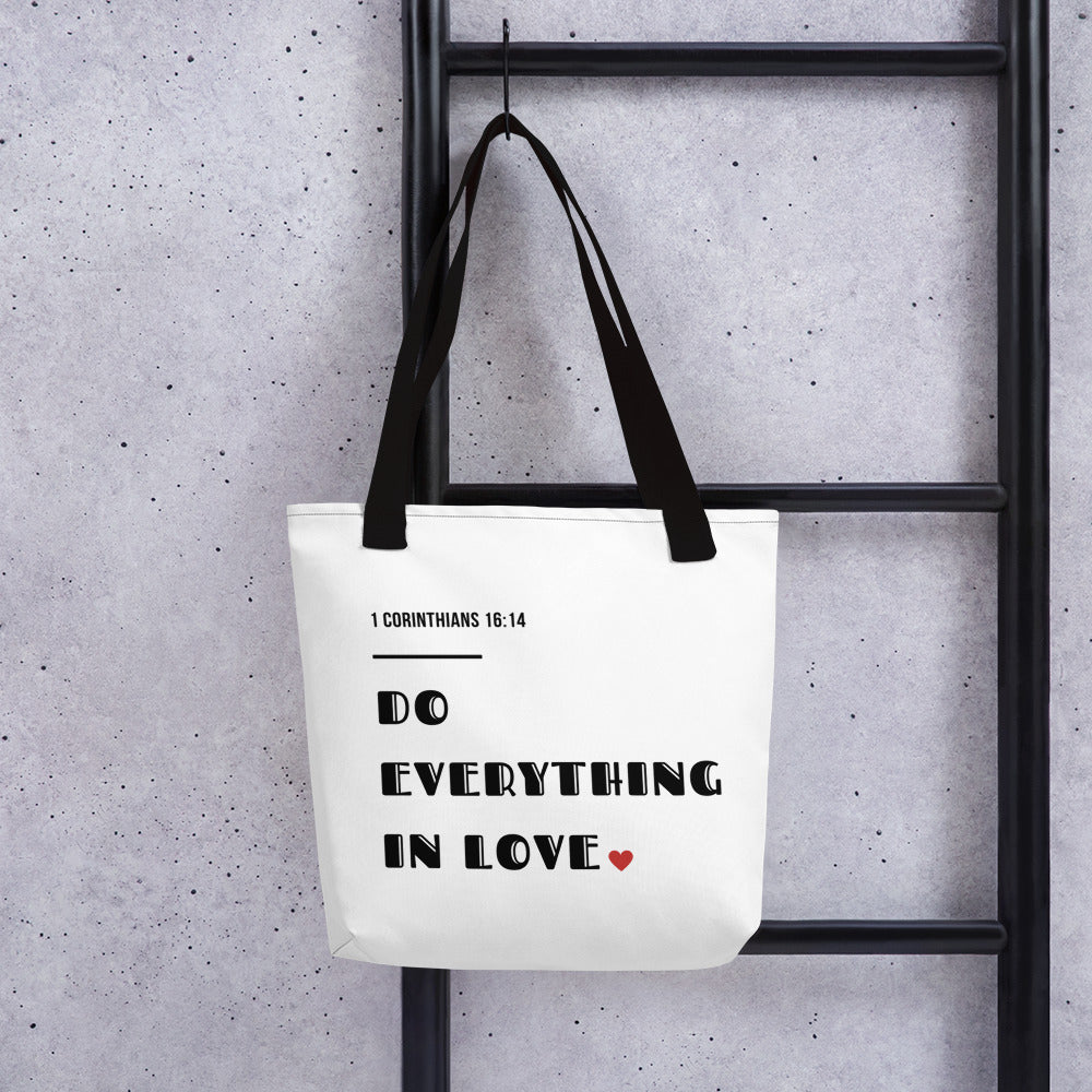 Do Everything In Love White Tote bag – Seek Obedience
