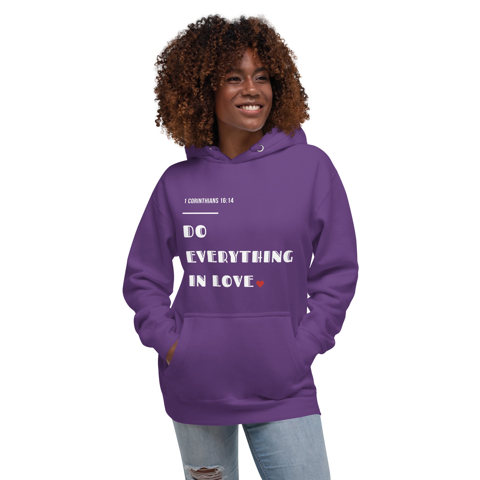 Womens Hoodie Love Is Everywhere Pullover Radiate Love Embroidered
